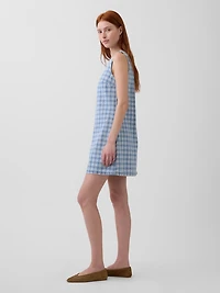 Plaid Denim Mini Shift Dress