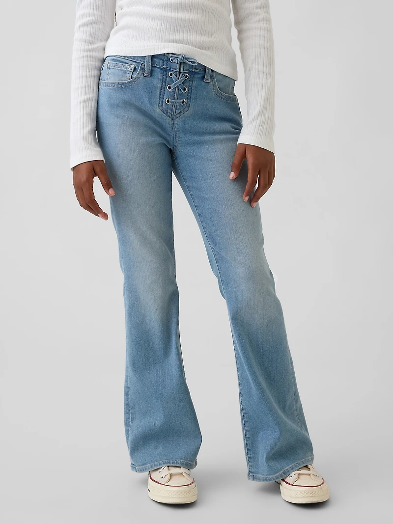 Kids High Rise Lace-Up '70s Flare Jeans