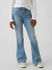 Kids High Rise Lace-Up '70s Flare Jeans