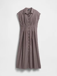 Poplin Cinched Midi Shirtdress
