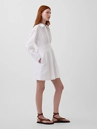 Pleated Mini Shirtdress