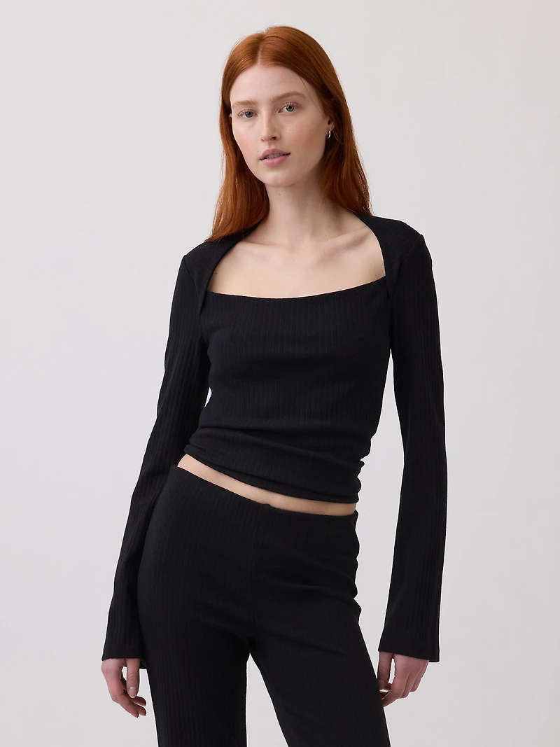 Modern Rib Envelope-Neck Top