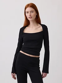 Modern Rib Envelope-Neck Top