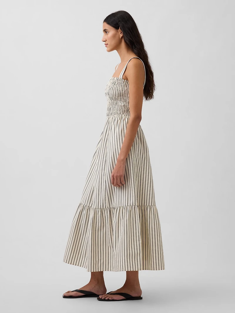 Poplin Smocked Bodice Maxi Dress