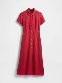 Linen-Blend Midi Shirtdress