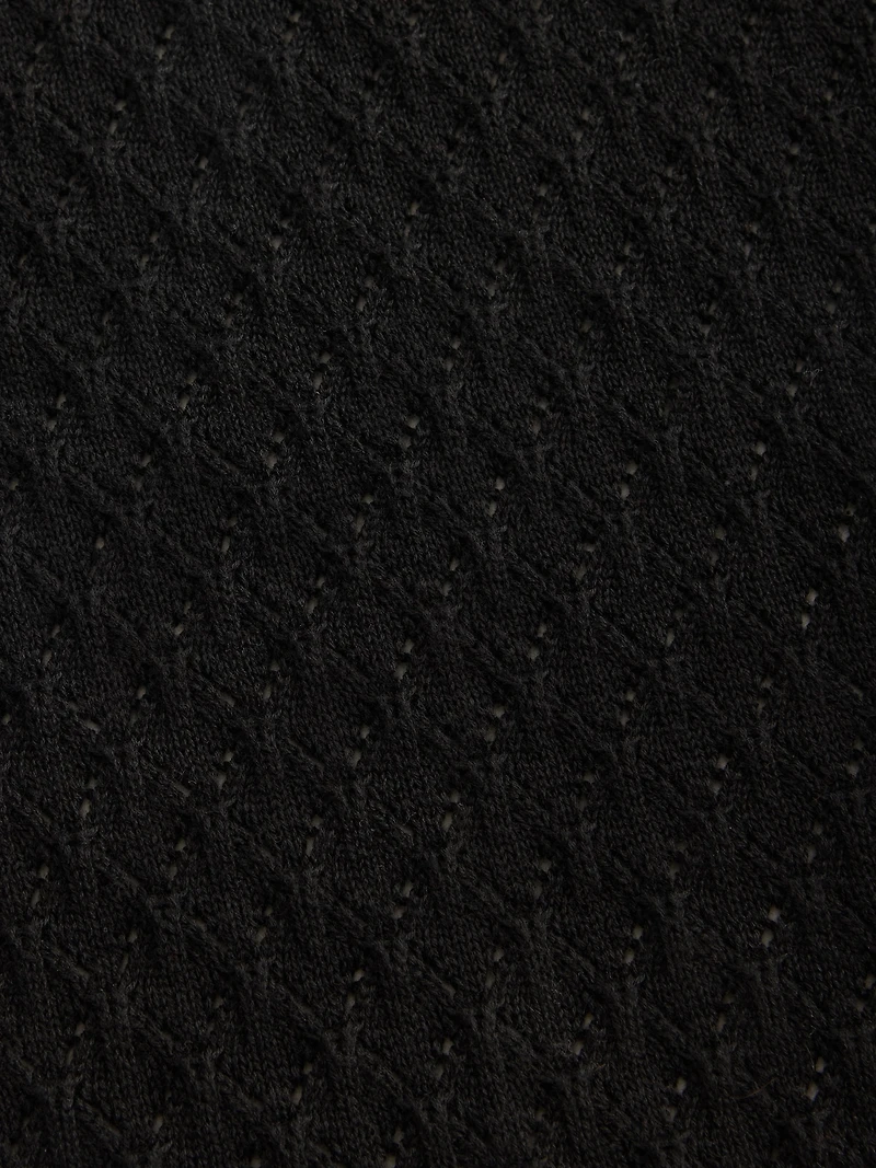 Pointelle Polo Maxi Sweater Dress