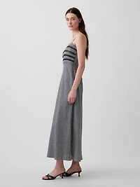 Linen-Blend Lace Inset Maxi Dress