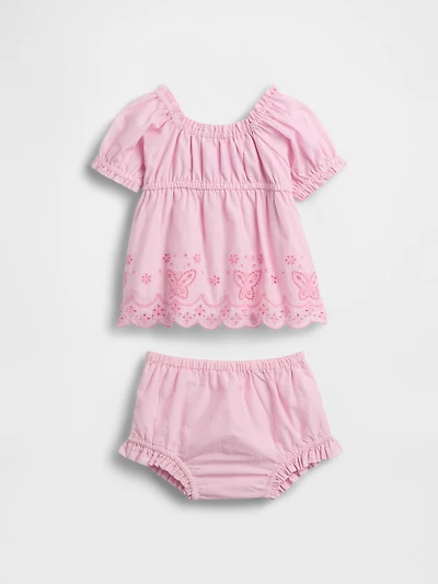 Baby Embroidered Butterfly Outfit Set