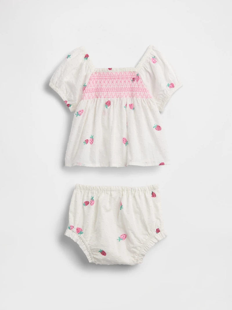 Baby Smocked Strawberry Outfit Set