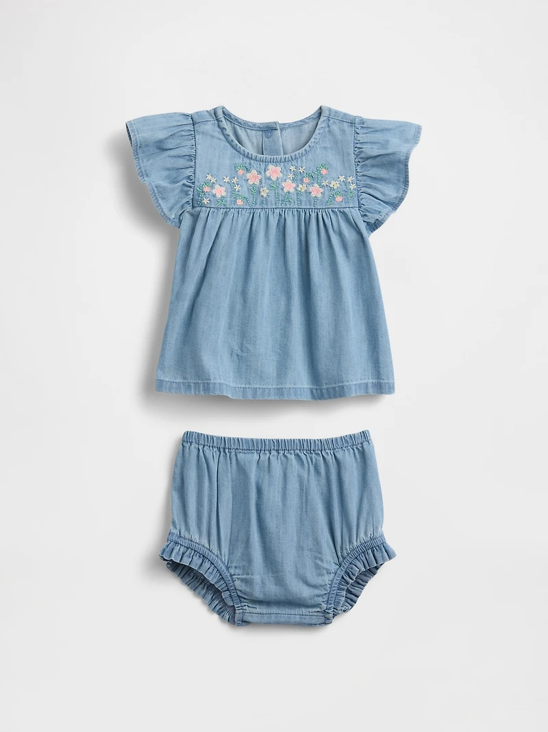 Baby Denim Embroidered Outfit Set