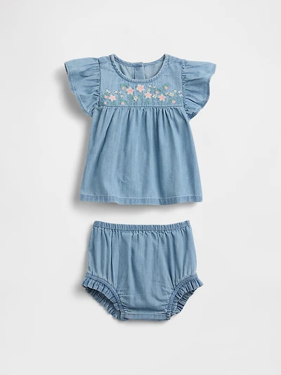Baby Denim Embroidered Outfit Set