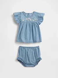 Baby Denim Embroidered Outfit Set