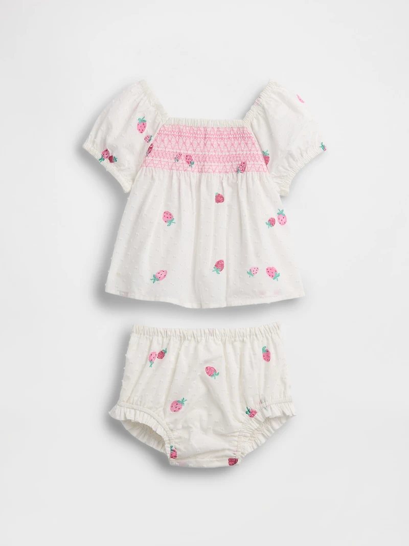 Baby Smocked Strawberry Outfit Set
