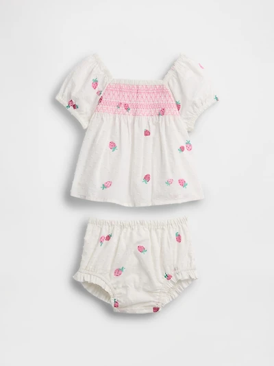 Baby Smocked Strawberry Outfit Set