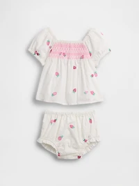 Baby Smocked Strawberry Outfit Set