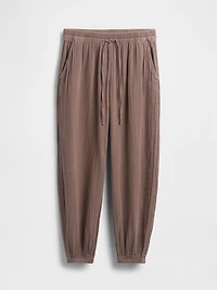 Cotton Gauze Barrel Joggers