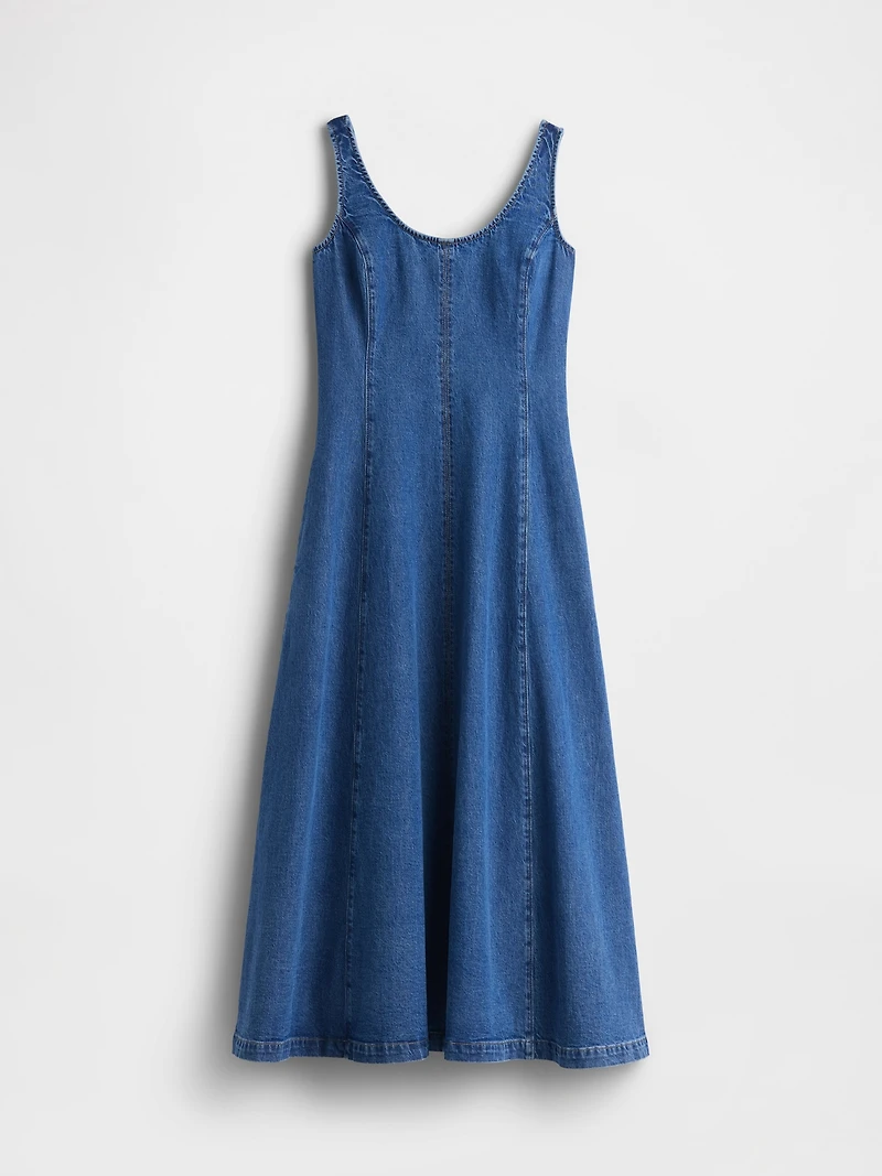 Denim Scoop Neck Maxi Dress