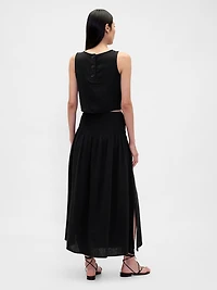 Cotton Gauze Smocked-Waist Maxi Skirt