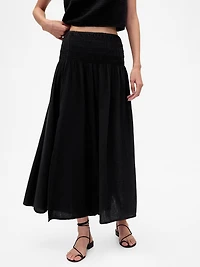 Cotton Gauze Smocked-Waist Maxi Skirt