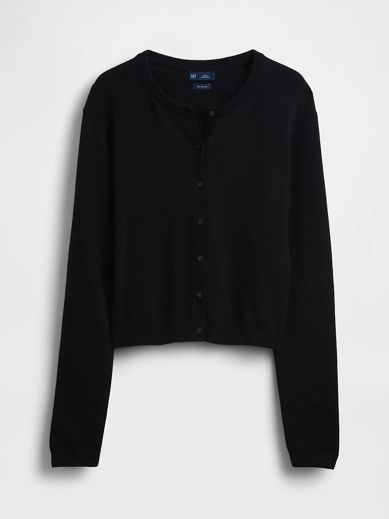 100% Cotton Relaxed Crop Cardigan Sweater