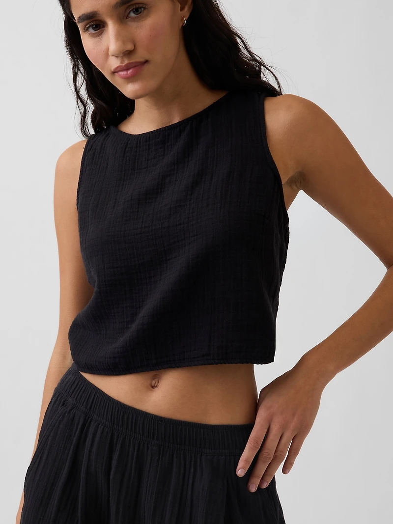 Cotton Gauze Easy Barrel Pants