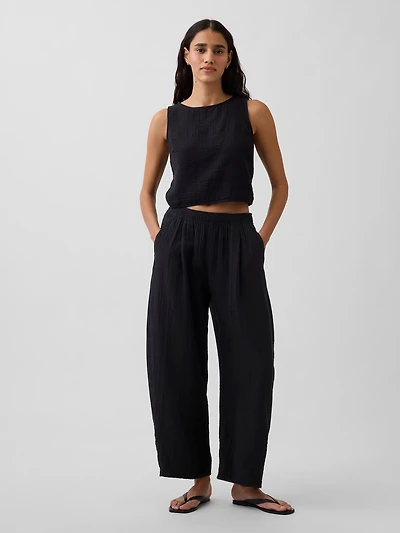 Cotton Gauze Easy Barrel Pants