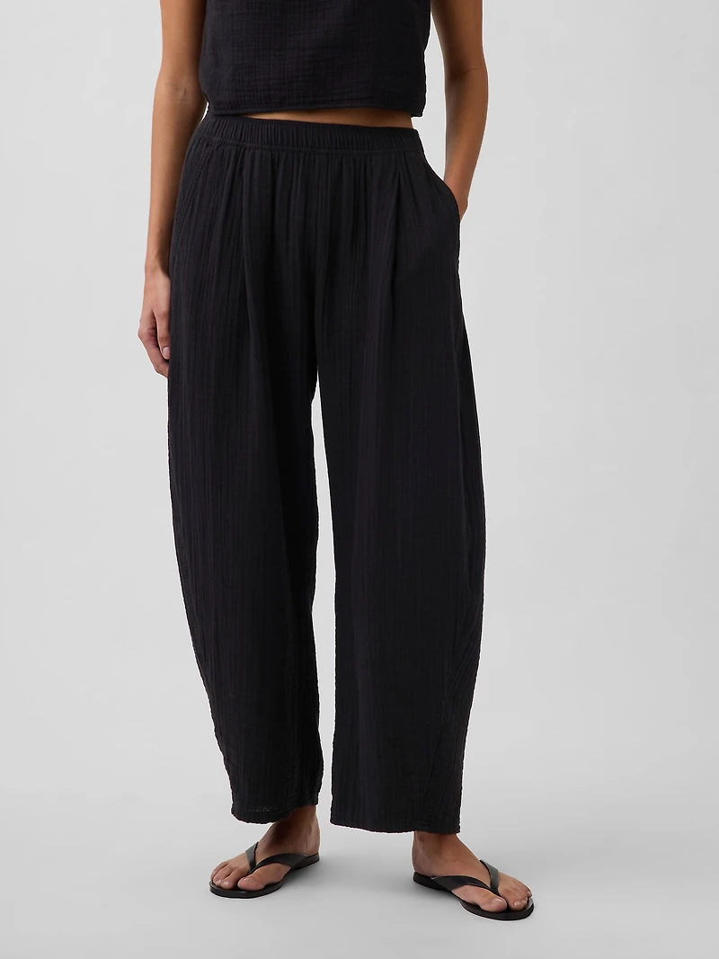 Cotton Gauze Easy Barrel Pants