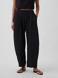 Cotton Gauze Easy Barrel Pants