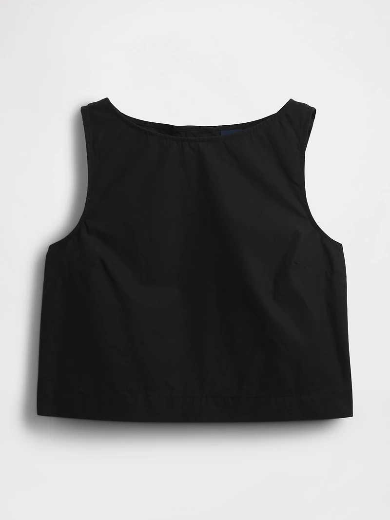 Poplin Boatneck Shell Tank Top