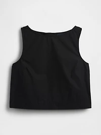 Poplin Boatneck Shell Tank Top