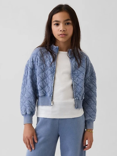 Kids Oversized Quilted Zip Jacket