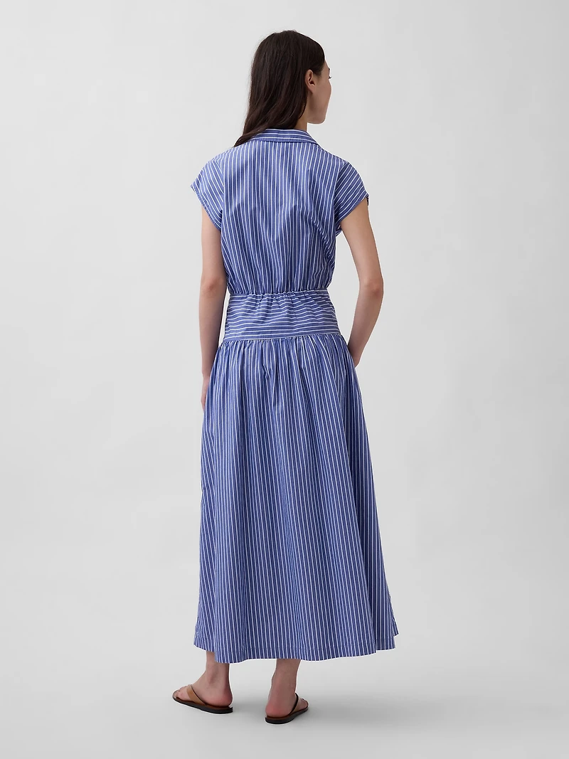 Poplin Drop-Waist Maxi Shirtdress