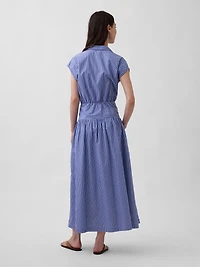 Poplin Drop-Waist Maxi Shirtdress