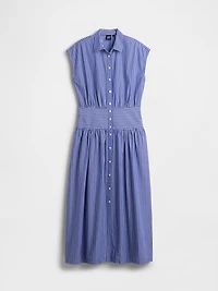 Poplin Drop-Waist Maxi Shirtdress