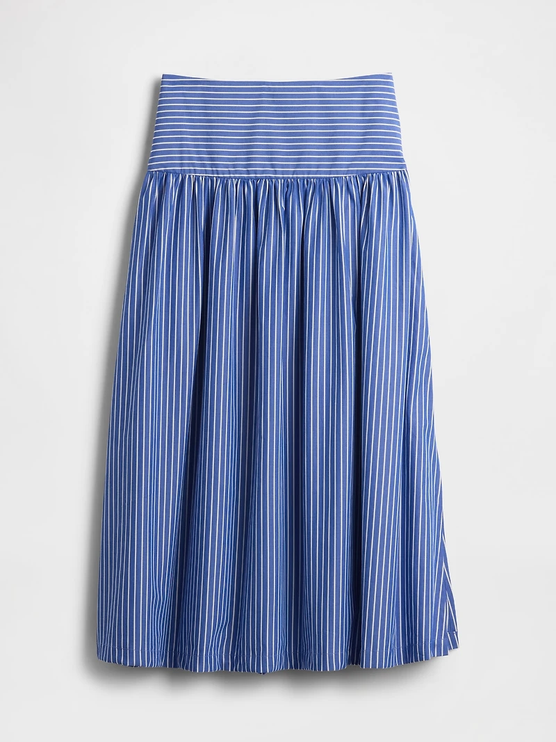 Poplin Drop-Waist Maxi Skirt