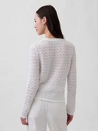 100% Cotton Pointelle Crop Sweater