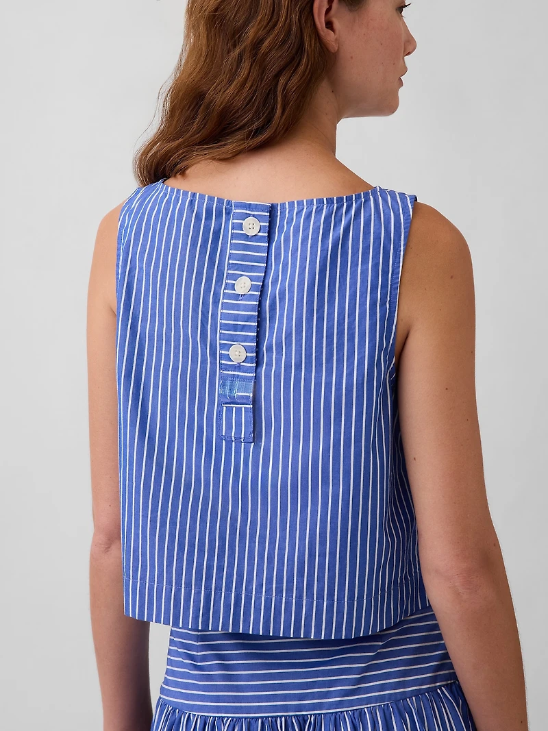 Poplin Boatneck Shell Tank Top