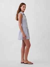 Linen-Blend Drop-Waist Mini Shirtdress