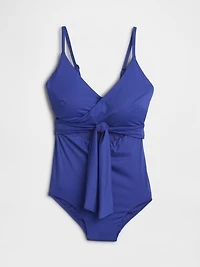 Tie-Knot Cutout Wrap One-Piece Swimsuit