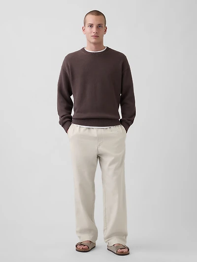 Linen-Cotton Relaxed Taper Pants