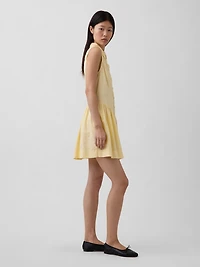 Linen-Blend Drop-Waist Mini Shirtdress
