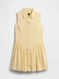 Linen-Blend Drop-Waist Mini Shirtdress