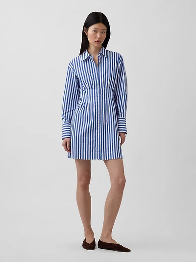Pleated Mini Shirtdress