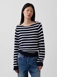 100% Cotton Relaxed Boatneck Sweater