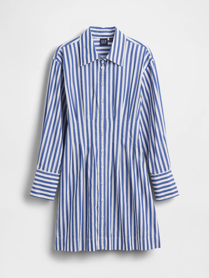 Pleated Mini Shirtdress