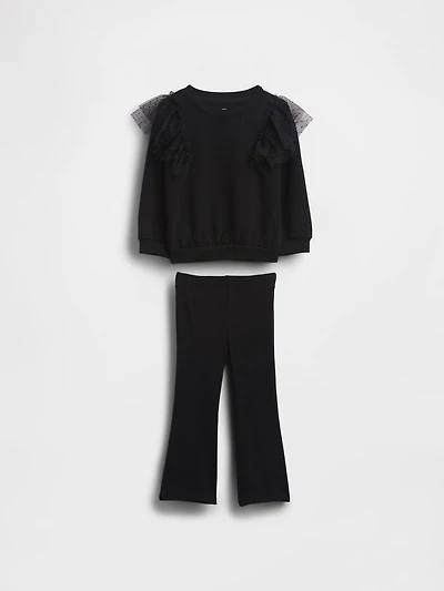 Baby & Toddler Tulle Sweatshirt Rib Flare Leggings Set