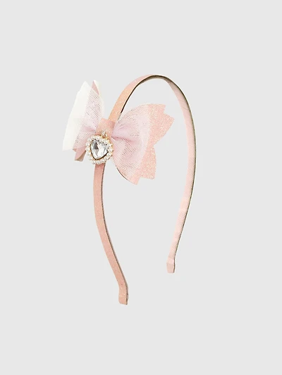 Sweet Wink Heart Charm Glitter Bow Headband