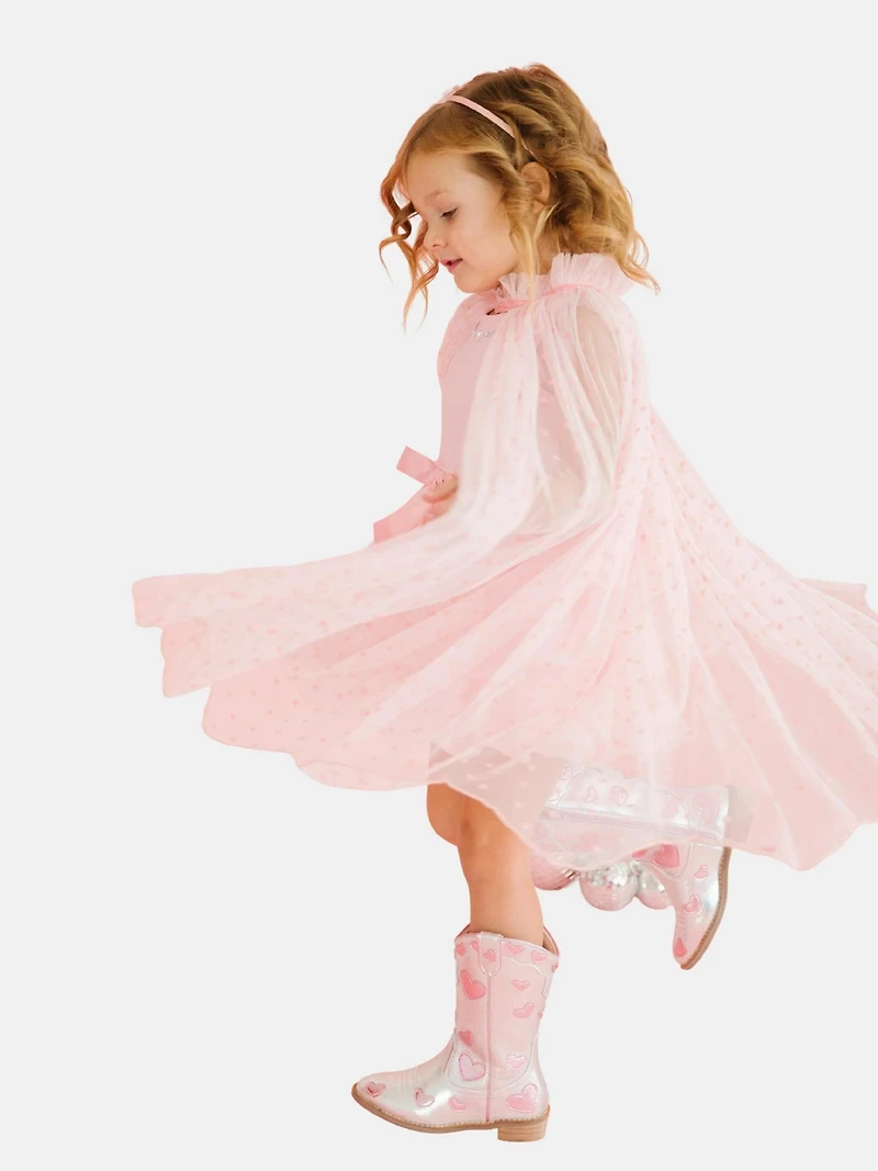 Sweet Wink Flocked Heart Valentines Day Cape