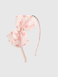 Sweet Wink Flocked Heart Valentines Day Tulle Bow Headband