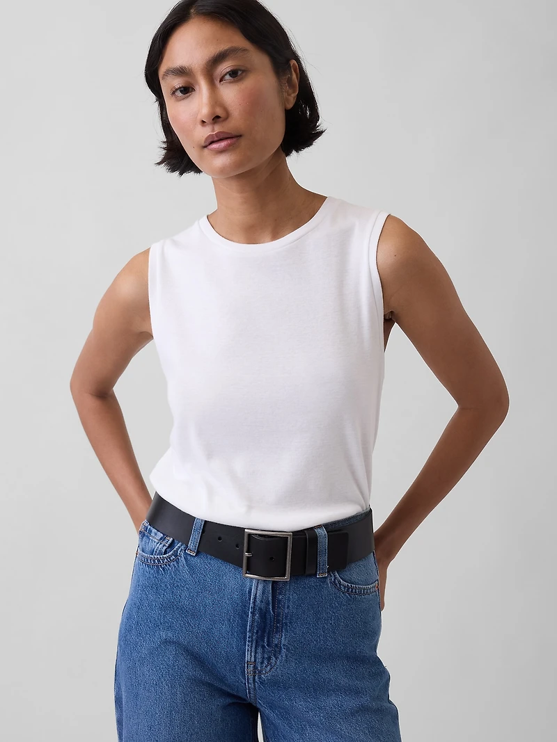 Leather Square-Buckle Belt